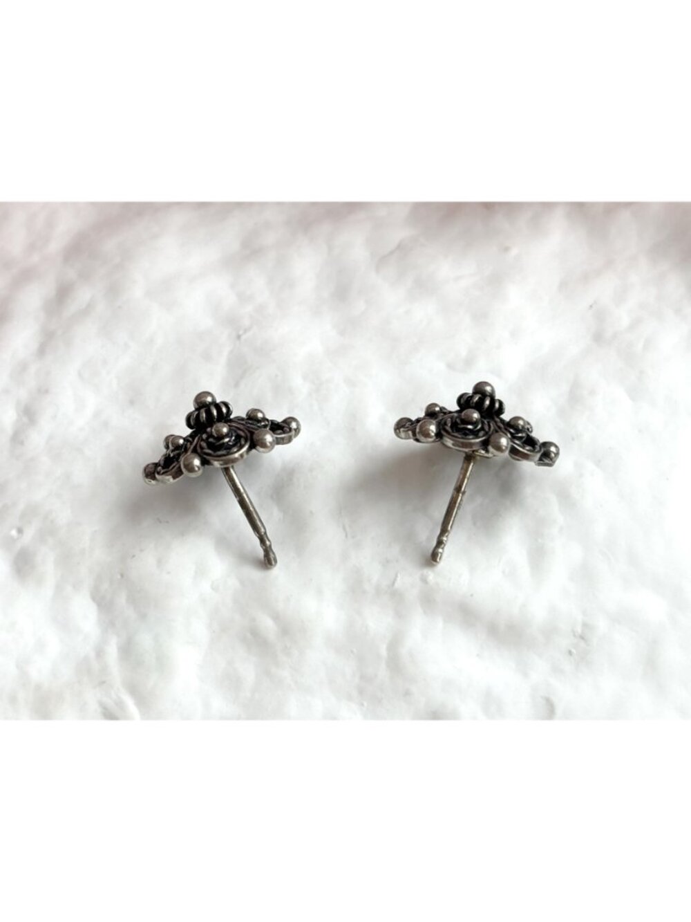 Telemark by Sylvsmidja 830 Oxidized Vintage Silver Stud Post Back Earrings - Picture 5 of 10